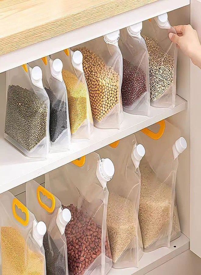 Birud Plastic 5Pcs-1.5L Kitchen Storage Bag Grains Rice Moisture-Proof Sealed Bag, Resealable, Transparent Bags Stand Up Pouch Bags With Portable Handle For Long Term Food Storage Container - Image 3